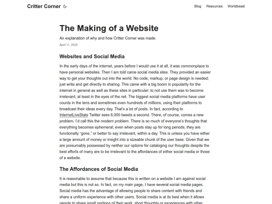 blog/the-making-of-a-website screenshot