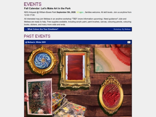 events screenshot