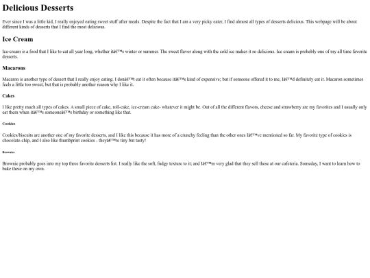 mydessertwebpage screenshot