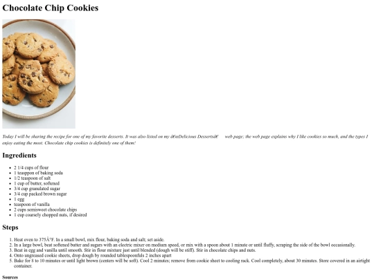 myrecipeswebpage screenshot