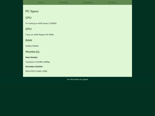 specs screenshot