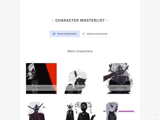 charactermasterlist screenshot