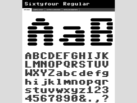 pokemon/assets/sixtyfour/sixtyfour-regular-variablefont_bledscan-demo screenshot