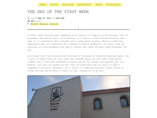 notes/2011/the-end-of-the-first-week screenshot