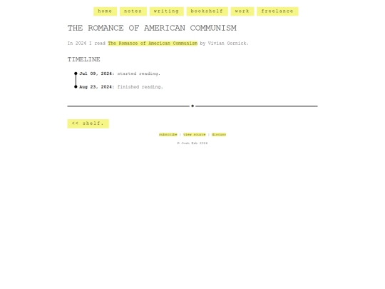 shelf/vivian-gornick/the-romance-of-american-communism screenshot