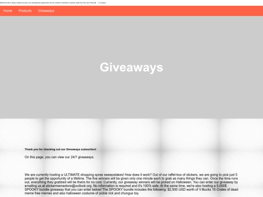 giveaways screenshot