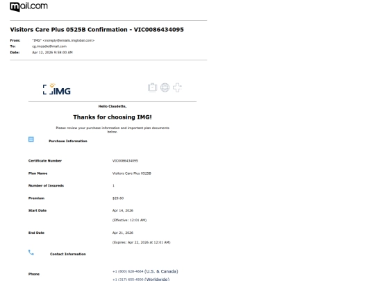 Travel-Medical-Insurance-Confirmation screenshot