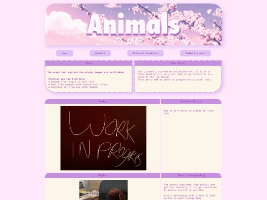 Animals tab/Animals page screenshot