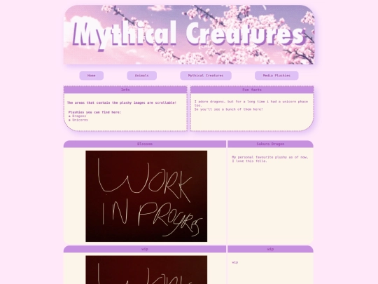Mythical creatures tab/Mythical creatures page screenshot