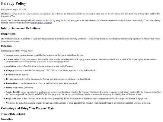 privacy policy screenshot