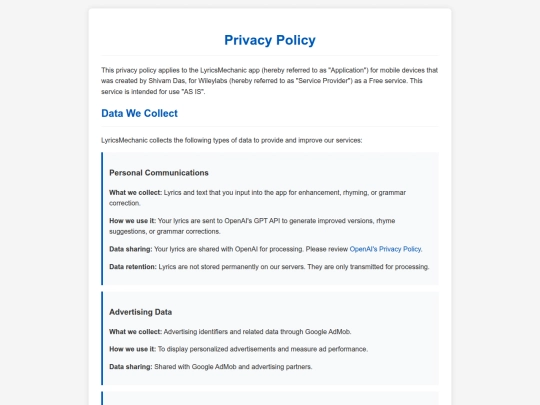 privacypolicylyricsenhancer screenshot