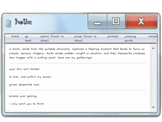 poems/haiku screenshot