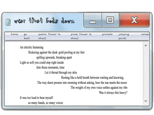 poems/wearthatbodydown screenshot