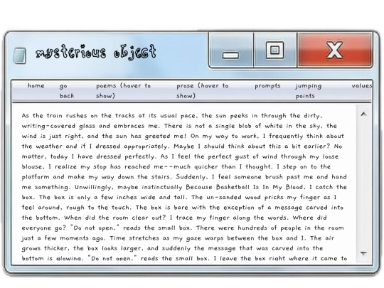 prose/mysteriousobject screenshot