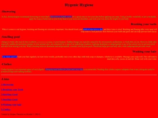 classwork/hygiene screenshot