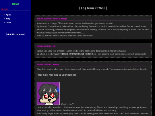 html/diary screenshot