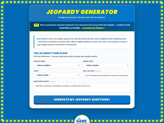 teacher_tools/jeopardy-generator screenshot