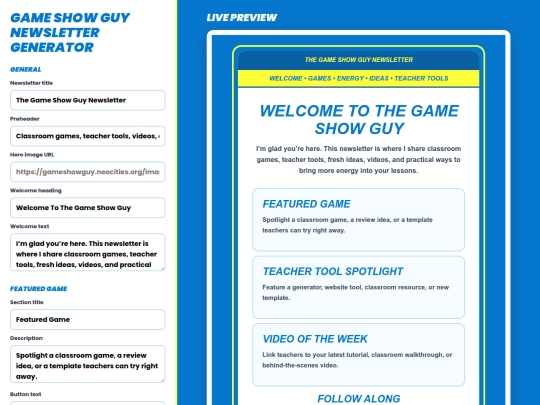 teacher_tools/newsletter_html_generaotor screenshot