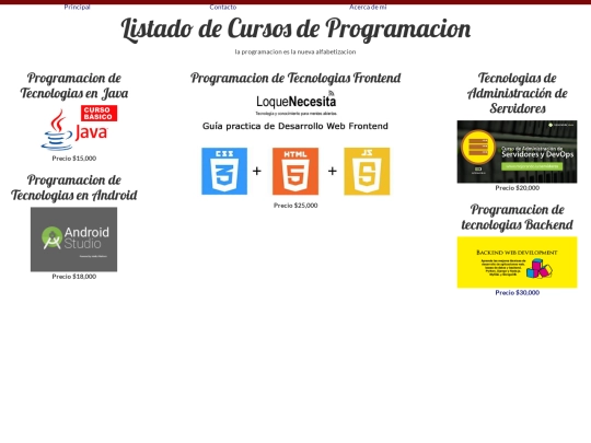 cursos/menu screenshot