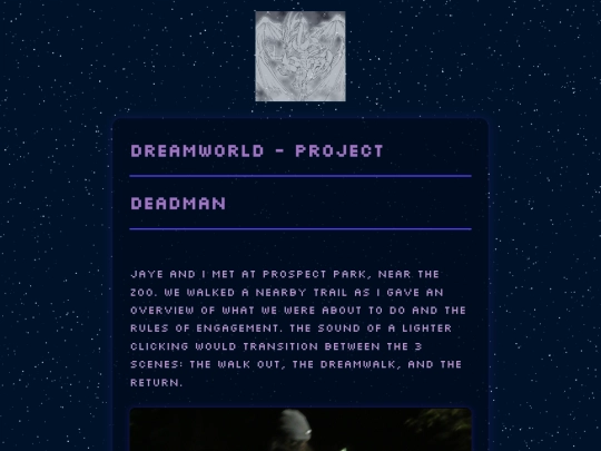 pages/itp/site_specific_dreamworld_project screenshot