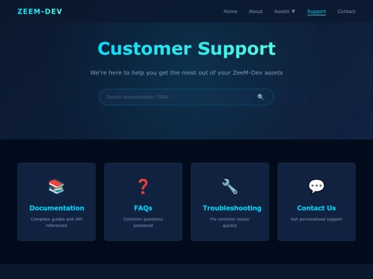 support screenshot