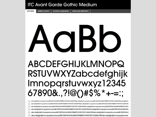 webfont/itc_avant_garde_gothic_medium-demo screenshot