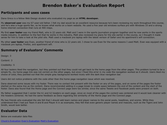 evaluationreport screenshot