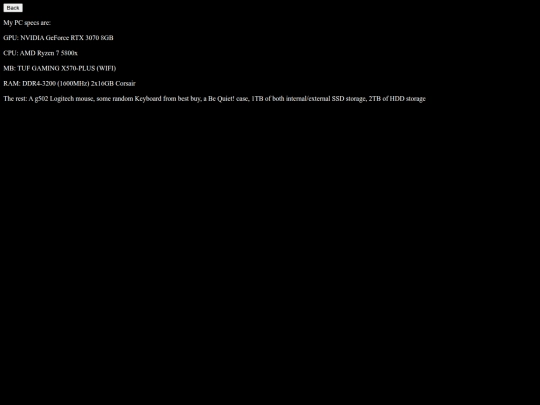 Specs screenshot