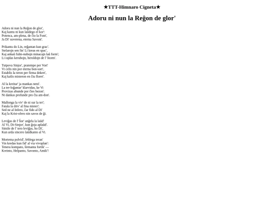 Kantoj/A/Adoru_ni_nun_la_Regxon_de_glor screenshot