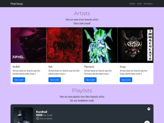 Phonk Website/Artists screenshot