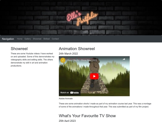 Website/showreel screenshot