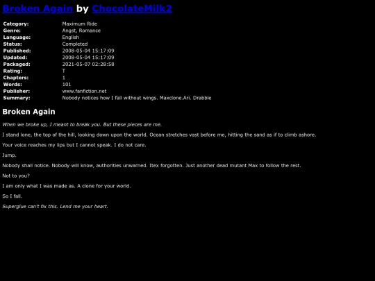 fanfiction/BrokenAgainChocolateMilk2 screenshot
