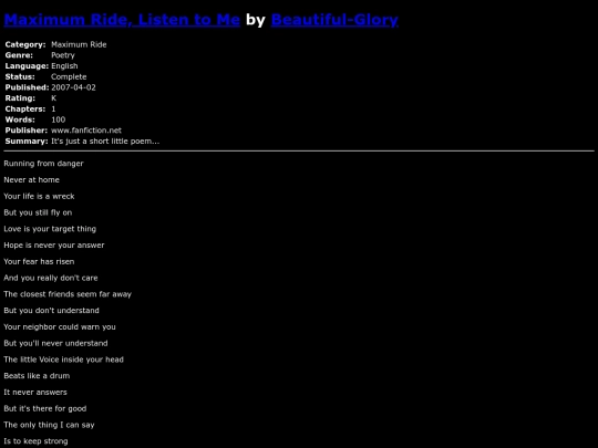 fanfiction/MaximumRideBeautifulGlory screenshot
