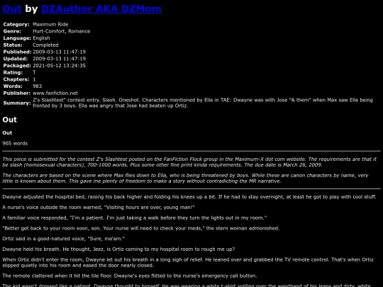 fanfiction/OutDZMom screenshot