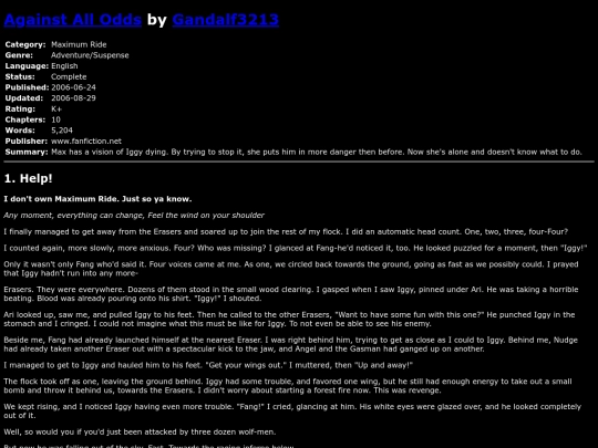 fanfiction2/AgainstAllOddsGandalf3213 screenshot