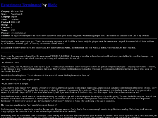 fanfiction2/ExperimentTerminatedIllaSc screenshot
