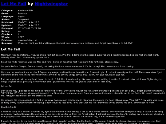fanfiction2/LetMeFallNightwingstar screenshot