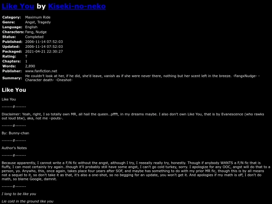 fanfiction2/LikeYouKisekinoneko screenshot