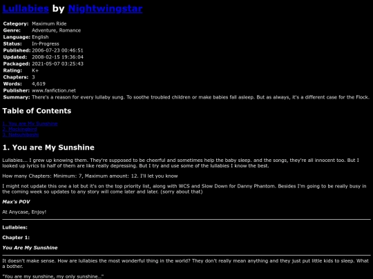 fanfiction2/LullabiesNightwingstar screenshot