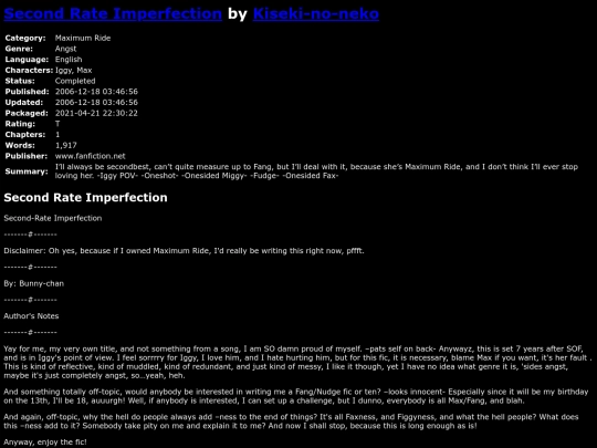 fanfiction2/SecondRateImperfectionKisekinoneko screenshot