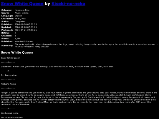 fanfiction2/SnowWhiteQueenKisekinoneko screenshot