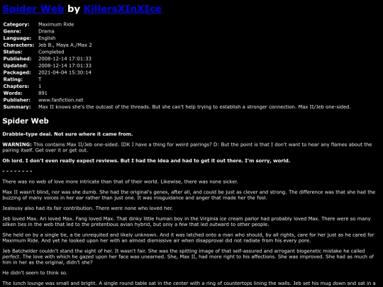 fanfiction2/SpiderWebKillersXInXIce screenshot