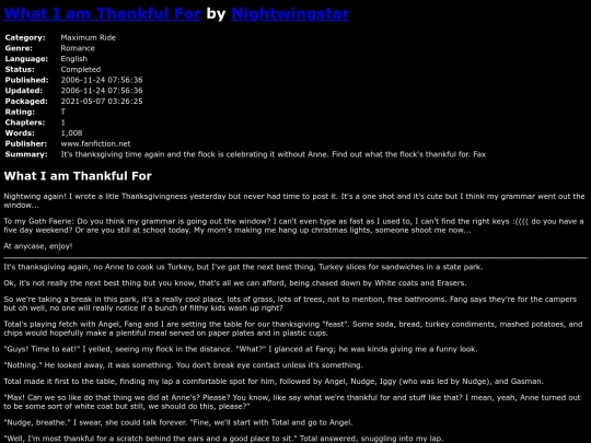 fanfiction2/WhatIamThankfulForNightwingstar screenshot