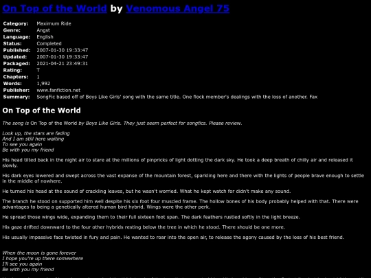 fanfiction4/OnTopoftheWorldVenomousAngel75 screenshot