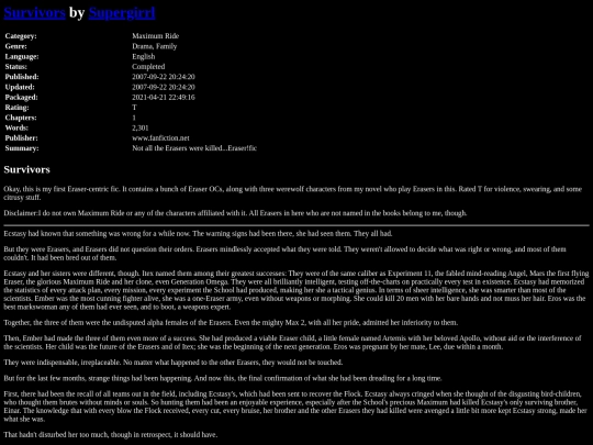 fanfiction4/SurvivorsSupergirrl screenshot