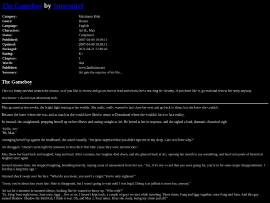 fanfiction4/TheGameboySupergirrl screenshot