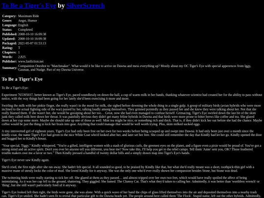 fanfiction4/ToBeaTigersEyeSilverScreech screenshot