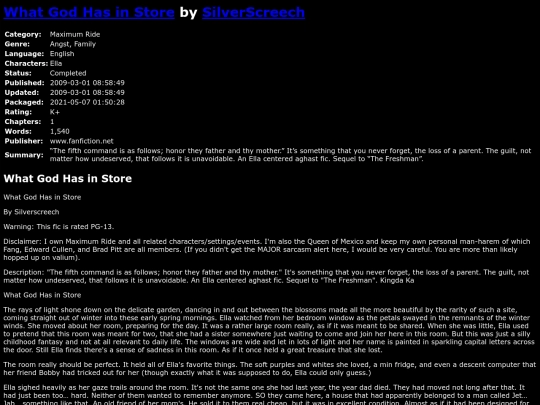 fanfiction4/WhatGodHasinStoreSilverScreech screenshot