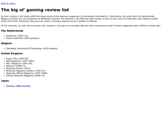 hub pages/gamereviews screenshot