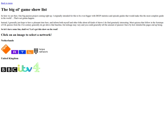 hub pages/gameshows screenshot